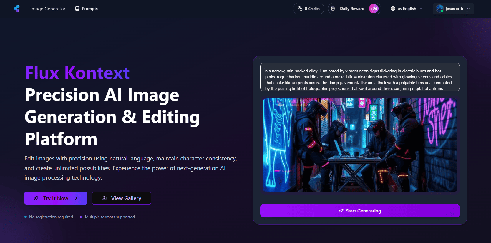 Flux Kontext AI - Professional AI Image Generation & Editing Platform screenshot