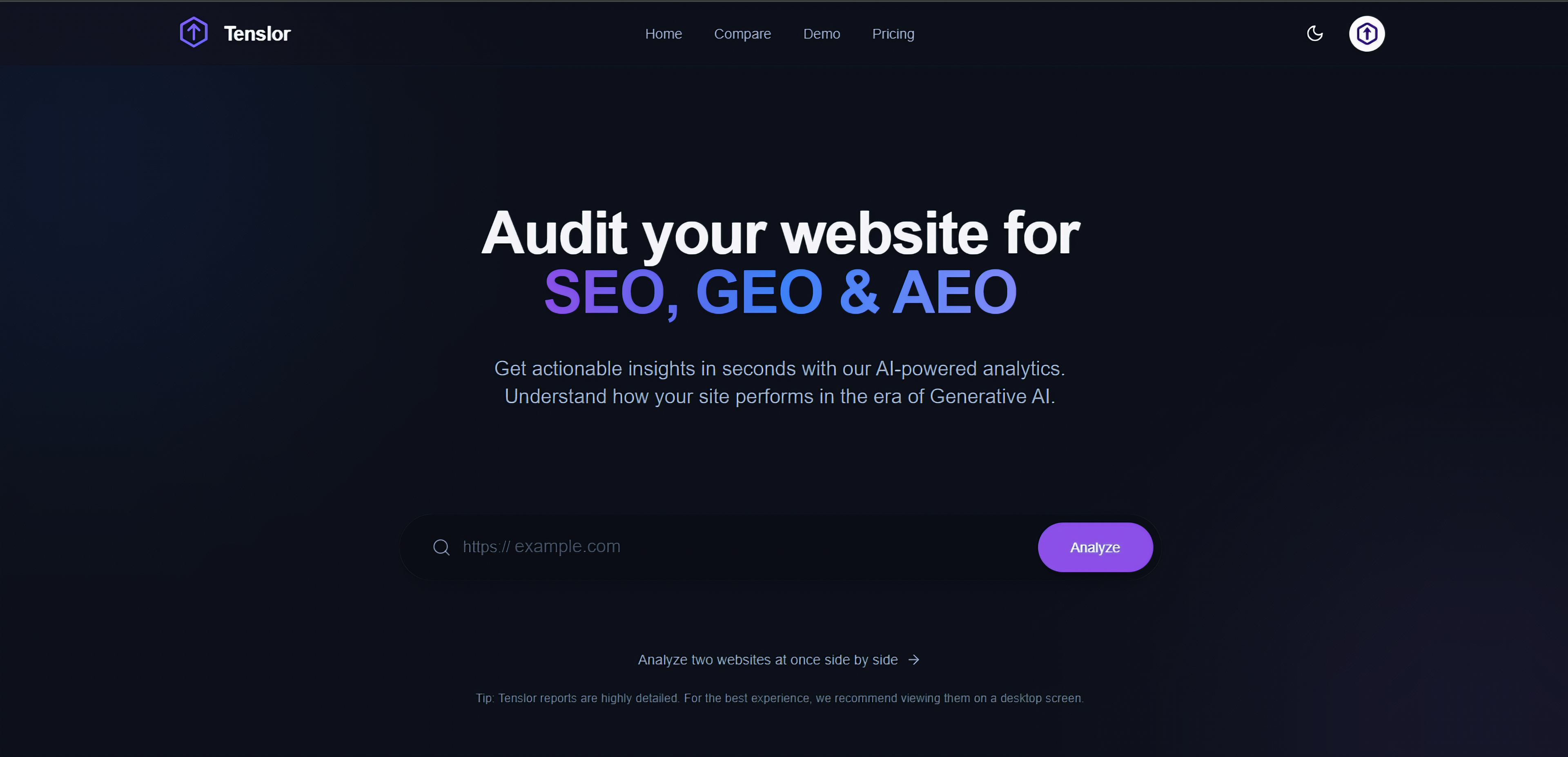 Tenslor screenshot