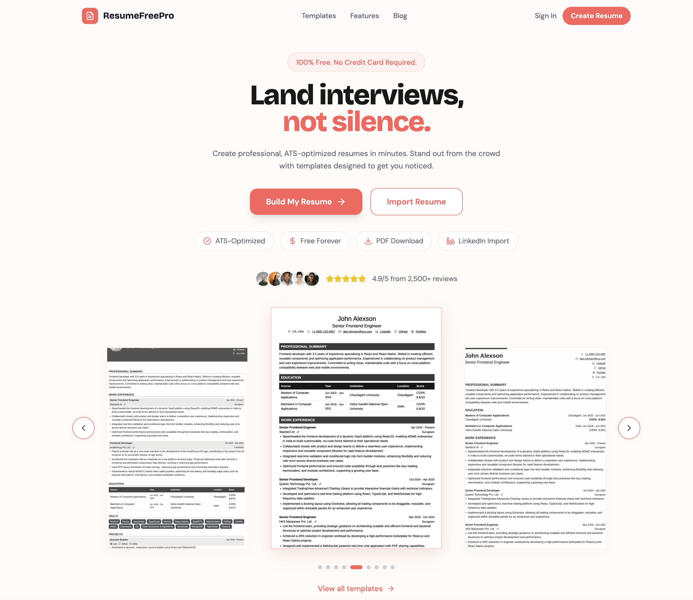 ResumeFreePro - Free Professional Resume Builder screenshot