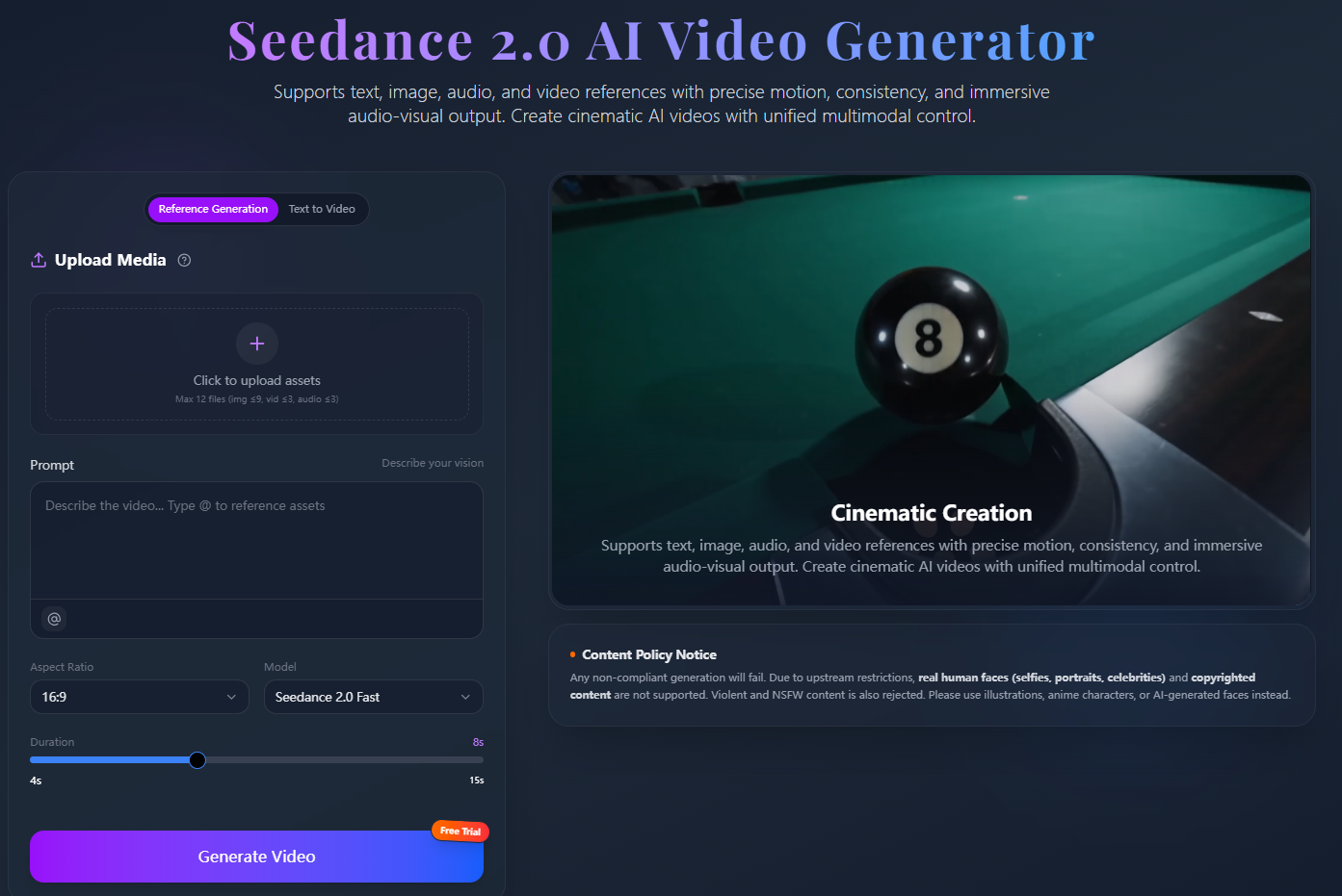 JXP Seedance 2.0 AI Video Generator screenshot