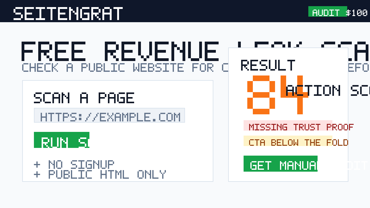 Seitengrat Free Revenue Leak Scan screenshot