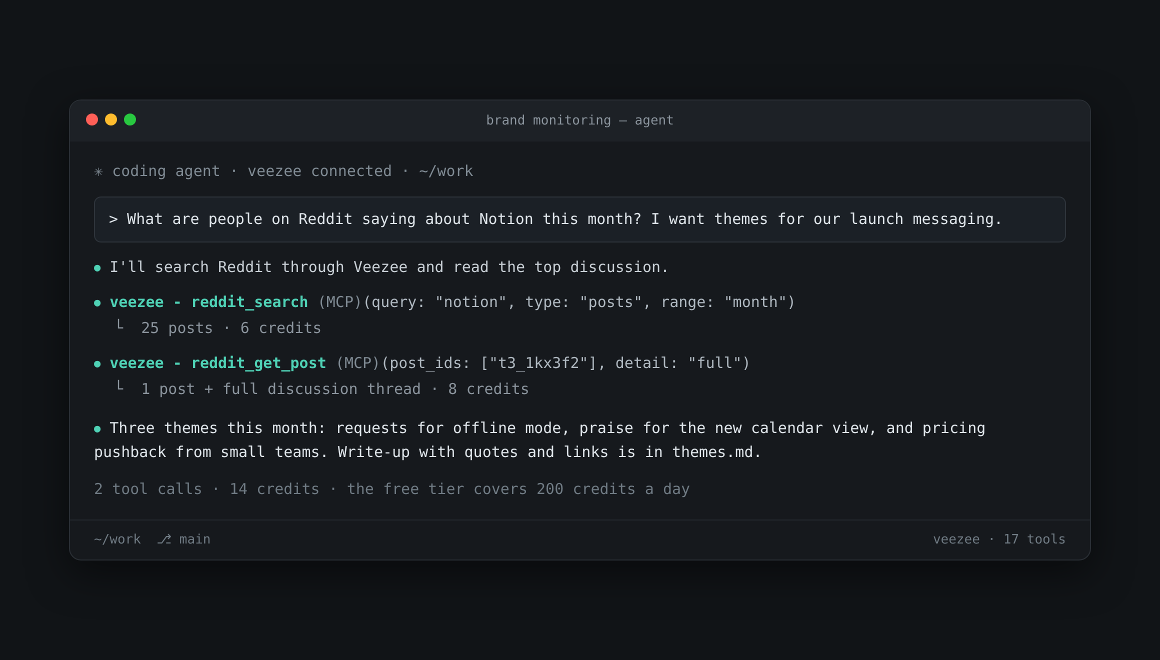 Veezee: LinkedIn, Reddit, and X data for AI agents screenshot