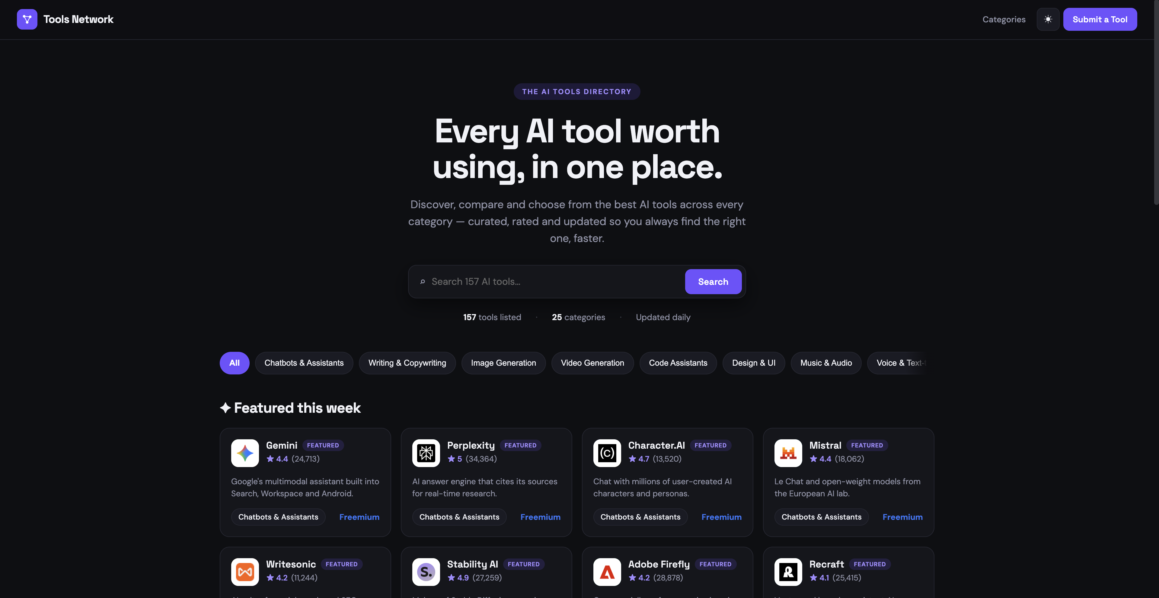 Tools Network — Every AI tool worth using, in one place. screenshot